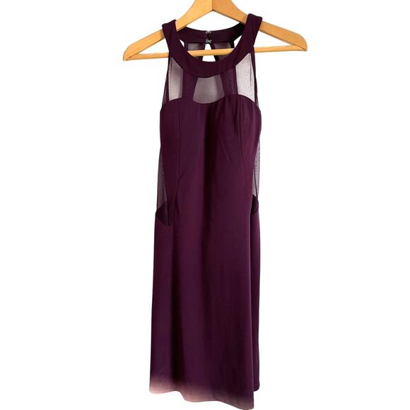 Giannloui Ferre sleeveless halter dress Purple Backless sheer knee length Size 9 - Picture 1 of 6